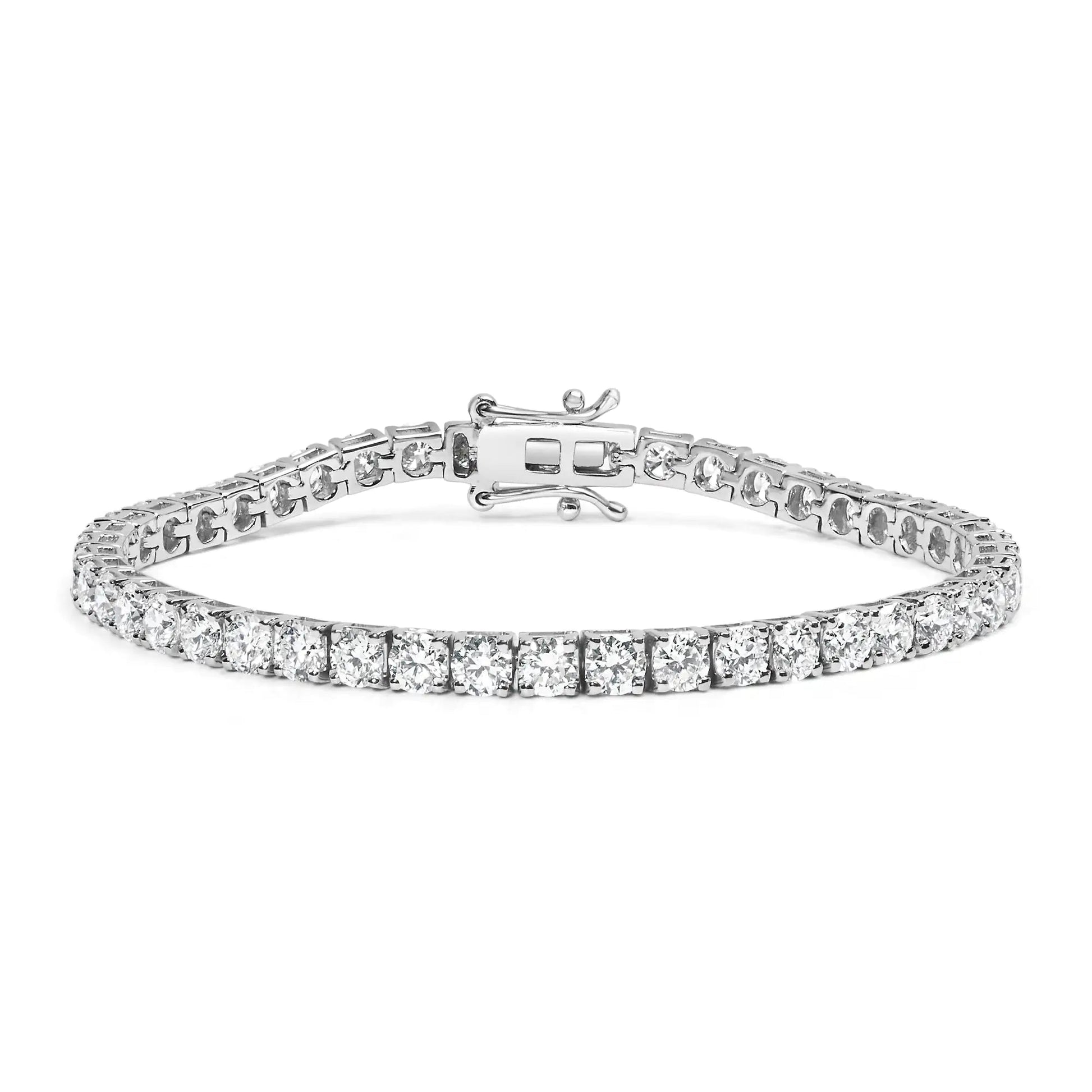 10K White Gold 10.00 Cttw Prong Set Lab Grown Round Diamond Classic Tennis Bracelet (F-G Color, VS2-SI1 Clarity) - 7.25" WEM Support (www.WEM.support)