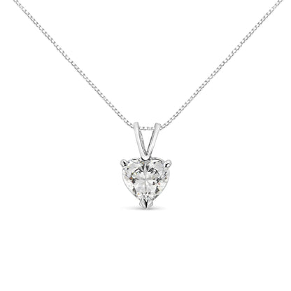 14K White Gold Martini Set 1.00 Cttw Lab Grown Heart Diamond Solitaire 18" Pendant Necklace (F-G Color, VS1-VS2 Clarity) WEM Support (www.WEM.support)