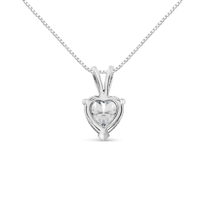 14K White Gold Martini Set 1.00 Cttw Lab Grown Heart Diamond Solitaire 18" Pendant Necklace (F-G Color, VS1-VS2 Clarity) WEM Support (www.WEM.support)