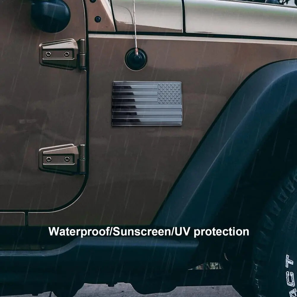 2PCS Metal USA Flag Sticker American Car Truck Decal Emblem Black WEM Support (www.WEM.support)