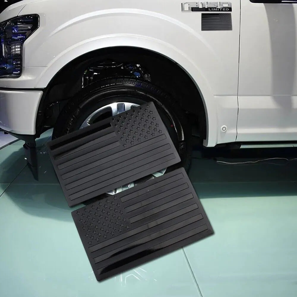 2PCS Metal USA Flag Sticker American Car Truck Decal Emblem Black WEM Support (www.WEM.support)