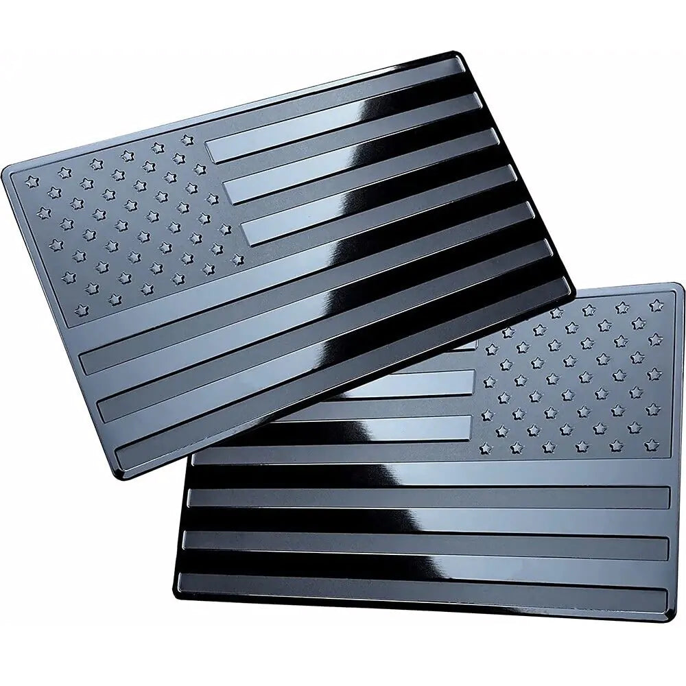 2PCS Metal USA Flag Sticker American Car Truck Decal Emblem Black WEM Support (www.WEM.support)