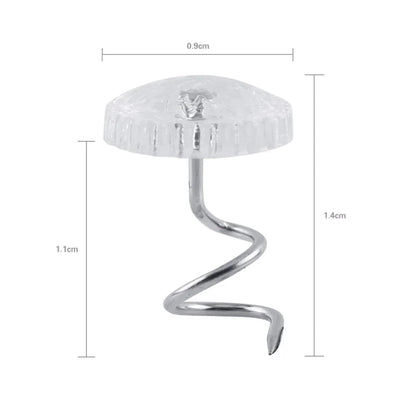 50 Pcs Upholstery Tacks Headliner Pins Clear Heads Twist Bed Fabric Sofa Chair WEM Support (www.WEM.support)