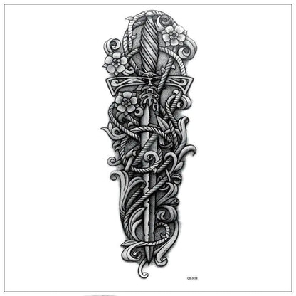 5Pcs Large Temporary Body Art Arm Tattoo Sticker Sleeve Man Women Waterproof USA WEM Support (www.WEM.support)