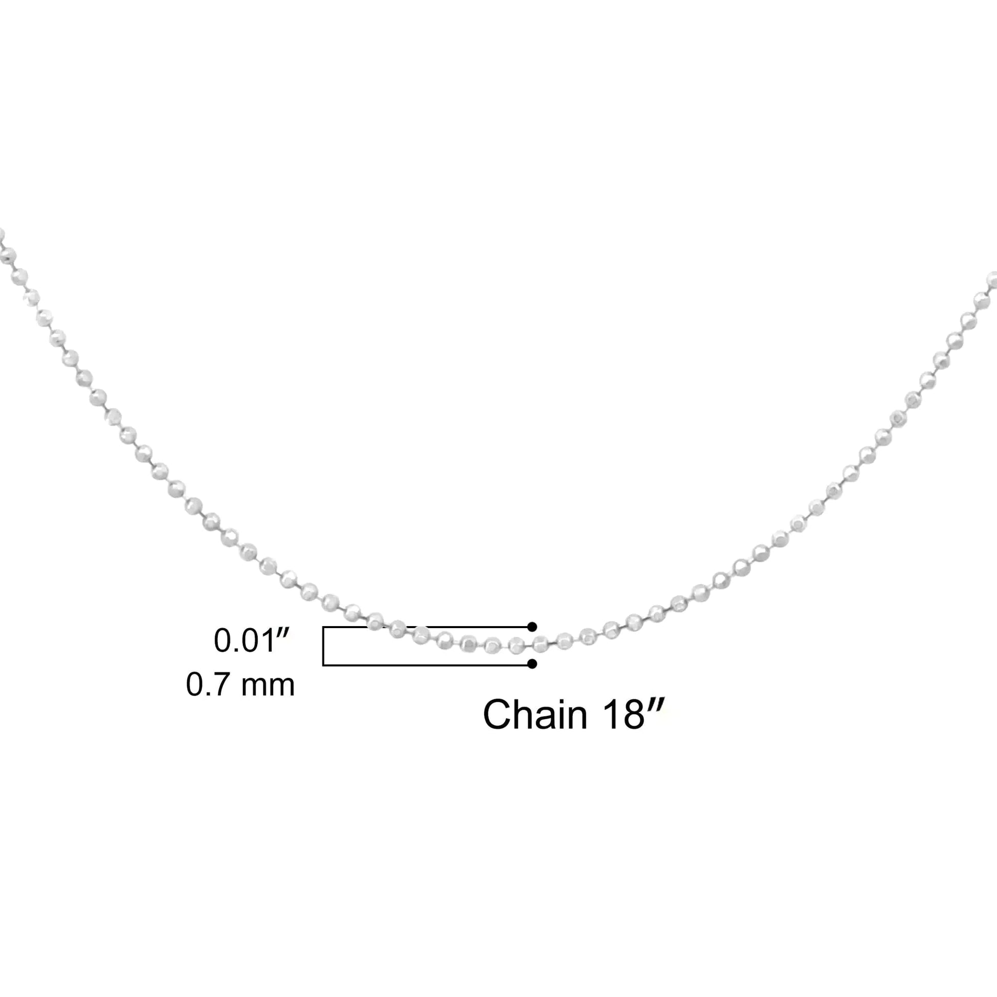 .925 Sterling Silver 0.7mm Slim and Dainty Unisex 18" Inch Ball Bead Chain Necklace WEM Support (www.WEM.support)