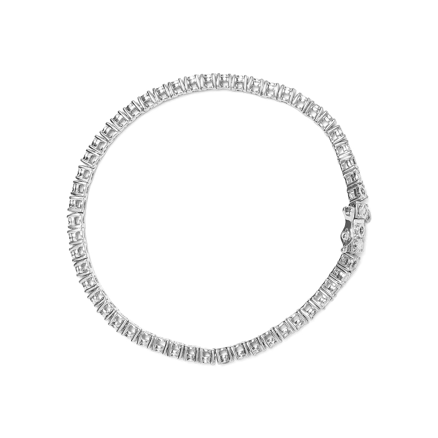 .925 Sterling Silver 1.0 Cttw with Alternating Round White Diamond and Round Treated Black Diamond Tennis Bracelet (Black and I-J Color, I3 Clarity) - Size 7" Inches WEM Support (www.WEM.support)