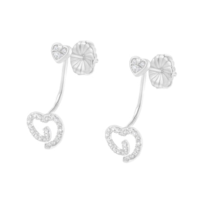 .925 Sterling Silver 1/4 Cttw Diamond Swirl Heart Front/Back Earrings (I-J Color, I2-I3 Clarity) WEM Support (www.WEM.support)