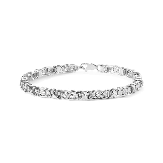 .925 Sterling Silver 1/4 Cttw Round Diamond Link Bracelet - Size 7.50" - (I-J Color, I2-I3 Clarity) WEM Support (www.WEM.support)