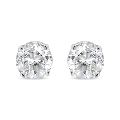 .925 Sterling Silver 3/4 Cttw Round Brilliant-Cut Near Colorless Diamond Classic 4-Prong Stud Earrings (I-J Color, I1-I2 Clarity) WEM Support (www.WEM.support)