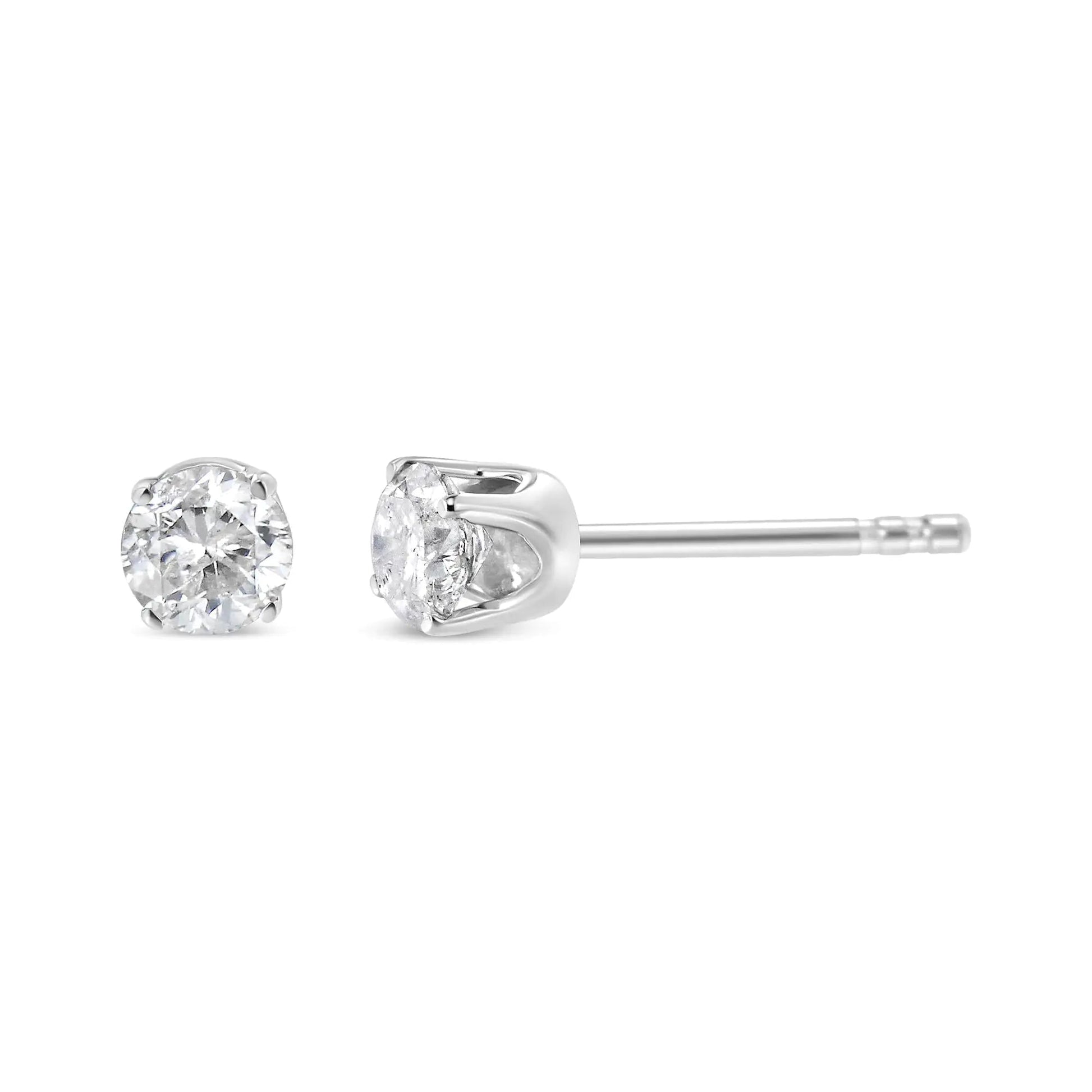 .925 Sterling Silver 3/4 Cttw Round Brilliant-Cut Near Colorless Diamond Classic 4-Prong Stud Earrings (I-J Color, I1-I2 Clarity) WEM Support (www.WEM.support)
