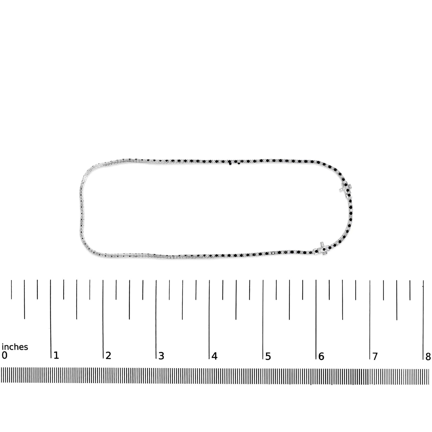 .925 Sterling Silver 7.0 Carat Alternating White and Black Diamond Tennis Necklace (Black/I-J Color, I2-I3 Clarity) - 16- 18" Inches WEM Support (www.WEM.support)