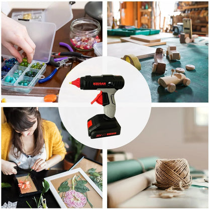 Full Size Cordless Professional 20V Hot Melt Glue Gun Kit Rechargeable 2 Battery WEM Support (www.WEM.support)