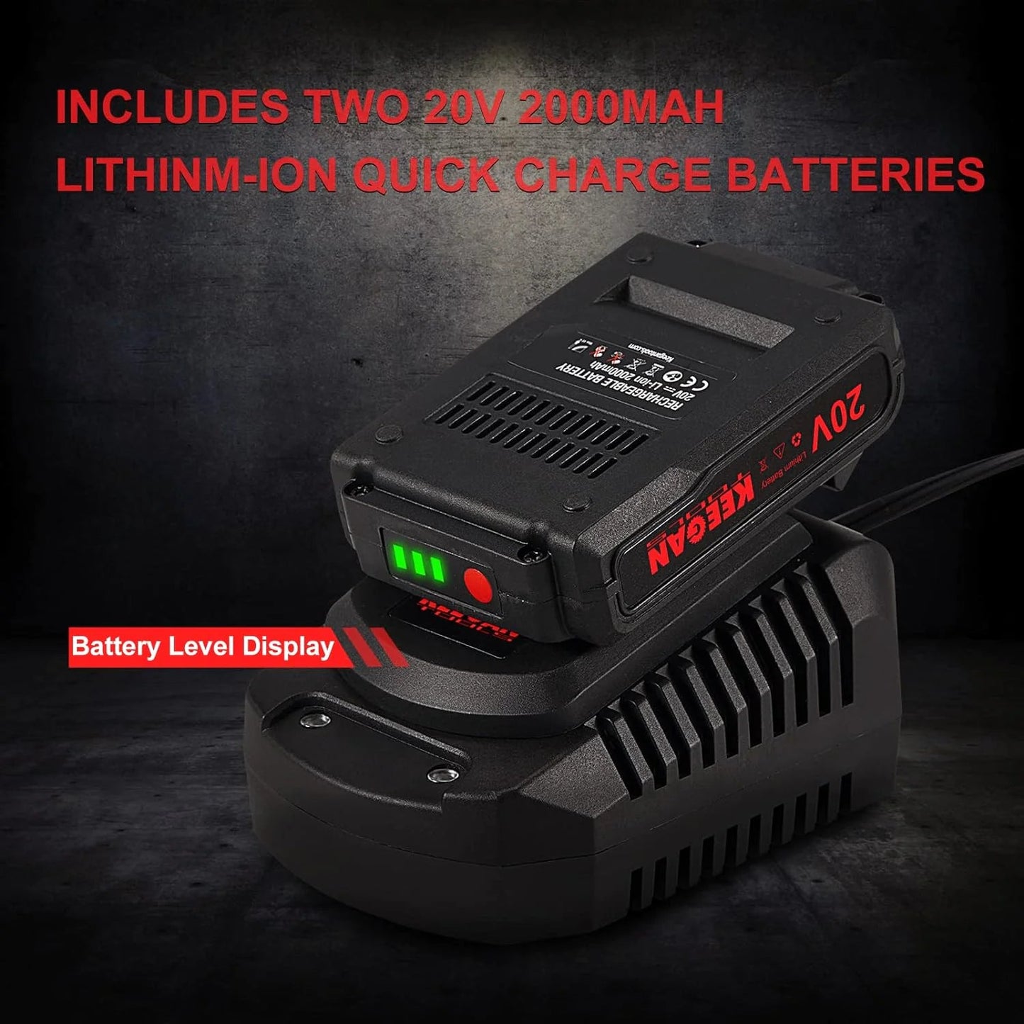 Full Size Cordless Professional 20V Hot Melt Glue Gun Kit Rechargeable 2 Battery WEM Support (www.WEM.support)