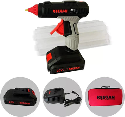 Full Size Cordless Professional 20V Hot Melt Glue Gun Kit Rechargeable 2 Battery WEM Support (www.WEM.support)