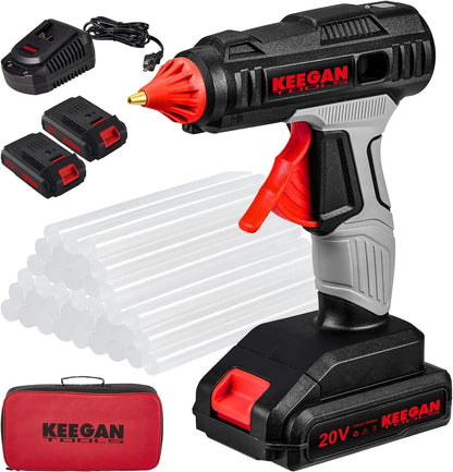 Full Size Cordless Professional 20V Hot Melt Glue Gun Kit Rechargeable 2 Battery WEM Support (www.WEM.support)