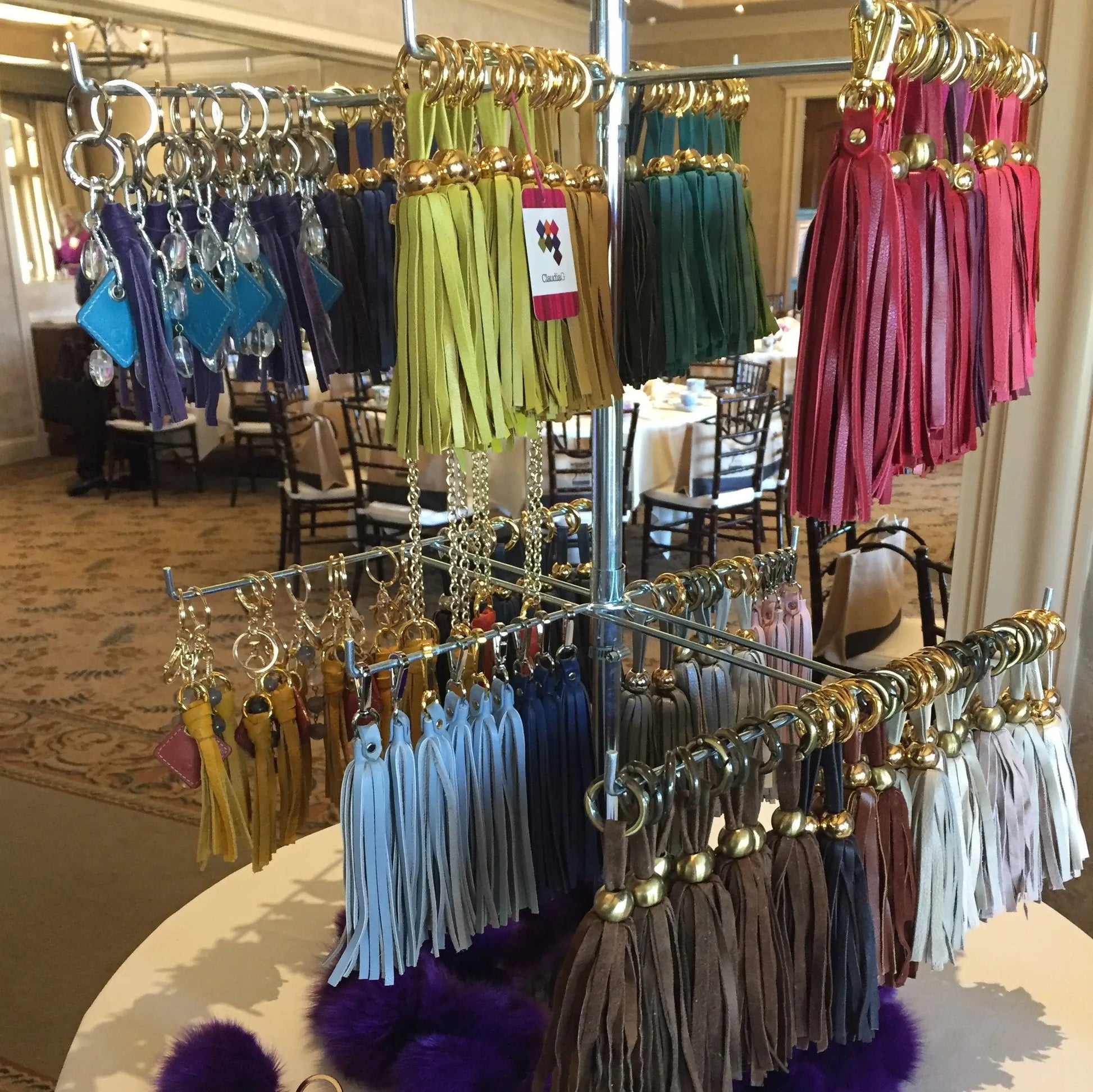 Leather Tassel - Silver/Navy Blue WEM Support (www.WEM.support)