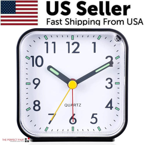 LED Desk Alarm Clock Nightlight Snooze Quiet Non Ticking Battery Powered Bedroom WEM Support (www.WEM.support)