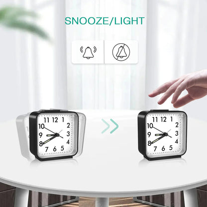 LED Desk Alarm Clock Nightlight Snooze Quiet Non Ticking Battery Powered Bedroom WEM Support (www.WEM.support)