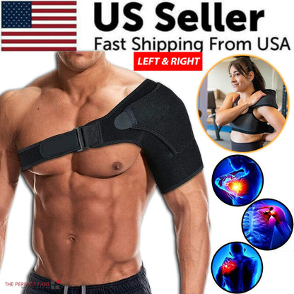 Shoulder Brace Support Compression Sleeve Torn Rotator Cuff AC Joint Pain Relief WEM Support (www.WEM.support)