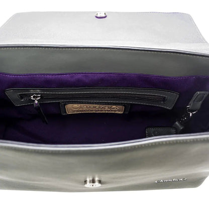 Simonetta Leather Handbag -Serenity / Charcoal WEM Support (www.WEM.support)