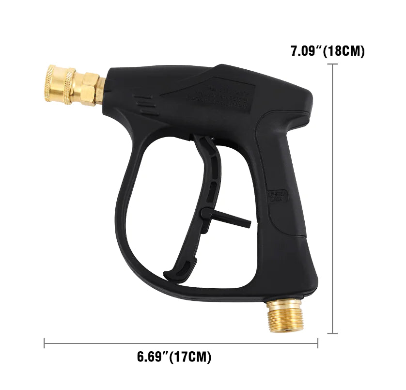 1/4" High Pressure Washer Gun 4000 PSI Car Wash Foam Spray Short Wand w/ Nozzle WEM Support (www.WEM.support)