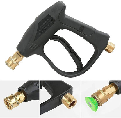 1/4" High Pressure Washer Gun 4000 PSI Car Wash Foam Spray Short Wand w/ Nozzle WEM Support (www.WEM.support)