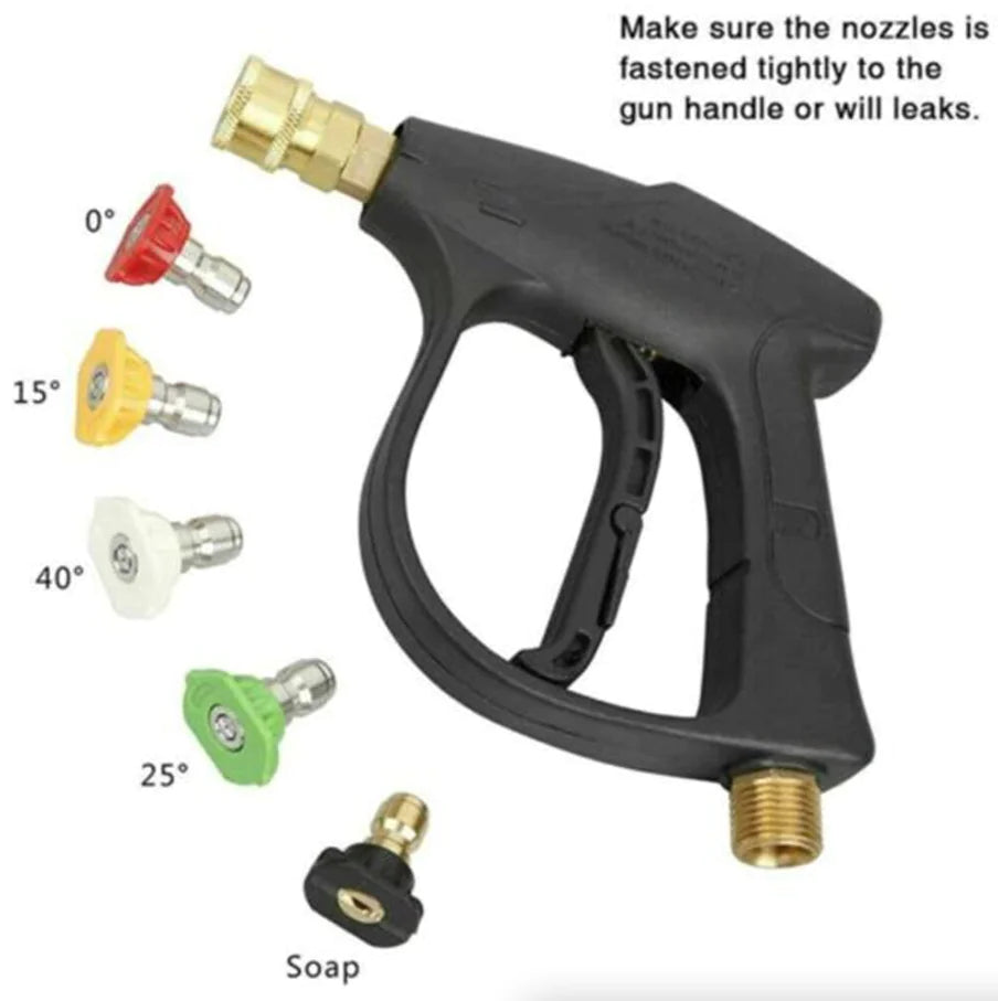 1/4" High Pressure Washer Gun 4000 PSI Car Wash Foam Spray Short Wand w/ Nozzle WEM Support (www.WEM.support)
