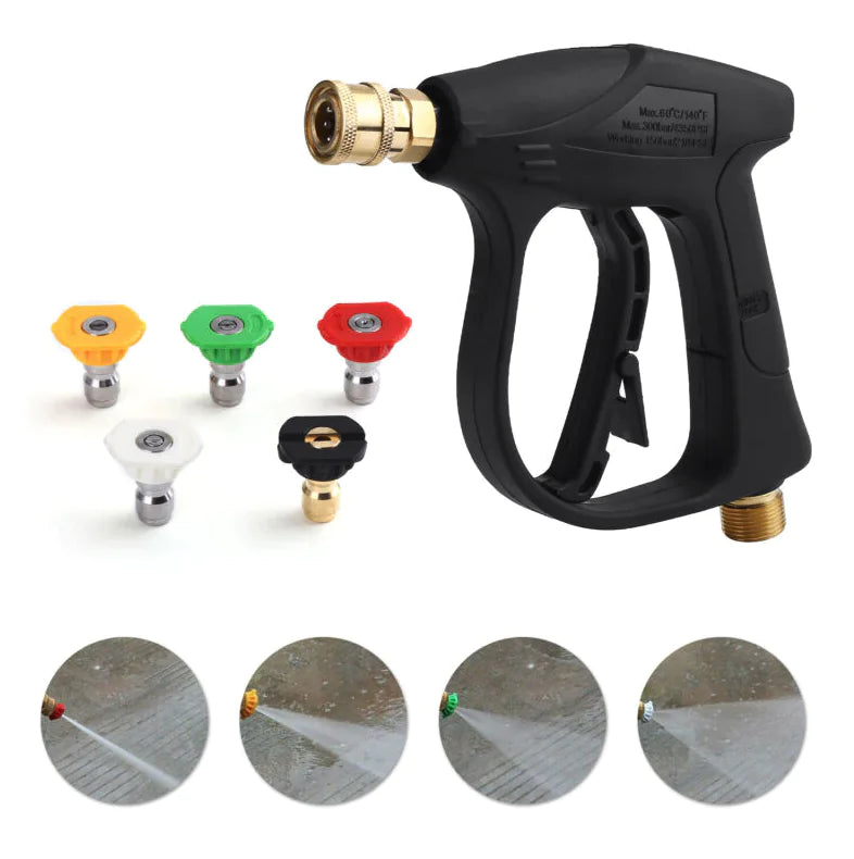 1/4" High Pressure Washer Gun 4000 PSI Car Wash Foam Spray Short Wand w/ Nozzle WEM Support (www.WEM.support)