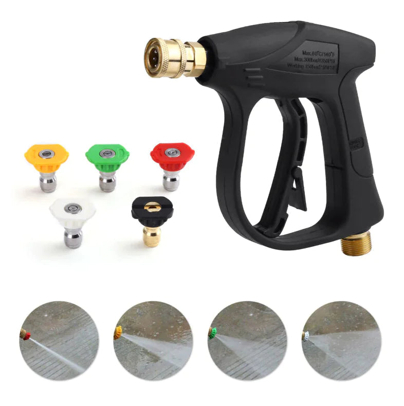 1/4" High Pressure Washer Gun 4000 PSI Car Wash Foam Spray Short Wand w/ Nozzle WEM Support (www.WEM.support)