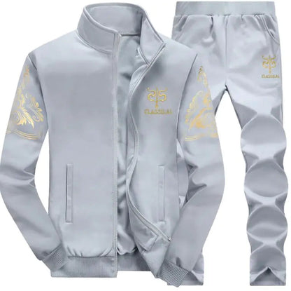 Men's sportswear set, casual cardigan jacket, thick warm outdoor sports shirt, pants, two-piece set WEM Support (www.WEM.support)