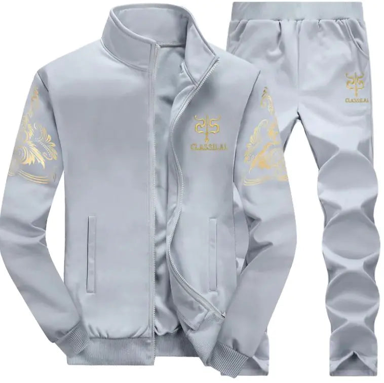 Men's sportswear set, casual cardigan jacket, thick warm outdoor sports shirt, pants, two-piece set WEM Support (www.WEM.support)