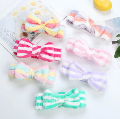 Leopard Print Coral Fleece Workout Hair Band with Bow WEM Support (www.WEM.support)