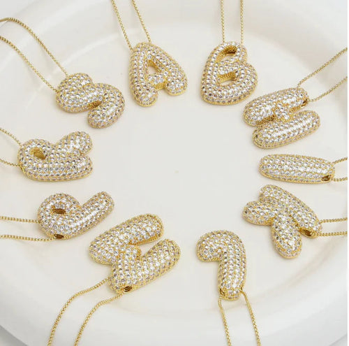 Star Brass Zircon Letter Necklace WEM Support (www.WEM.support)