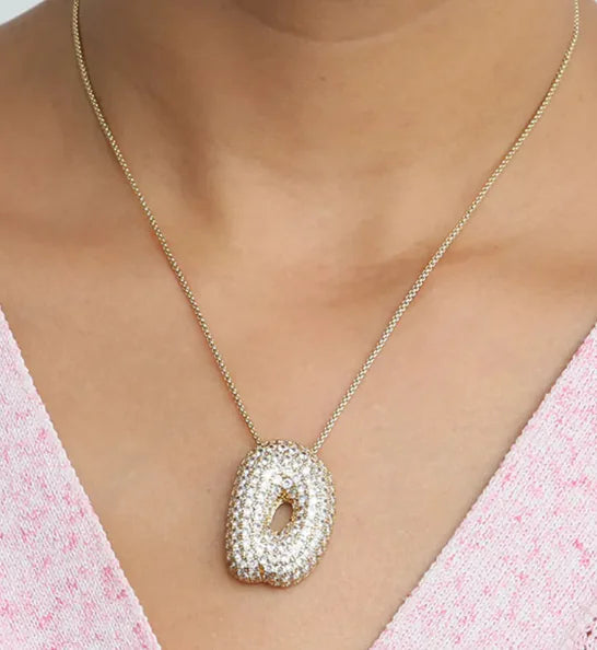 Star Brass Zircon Letter Necklace WEM Support (www.WEM.support)