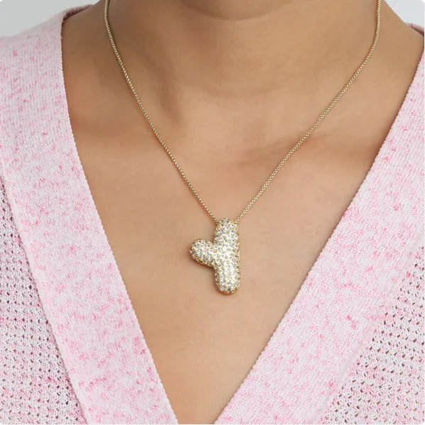 Star Brass Zircon Letter Necklace WEM Support (www.WEM.support)