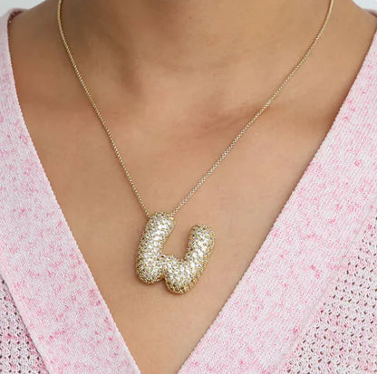 Star Brass Zircon Letter Necklace WEM Support (www.WEM.support)