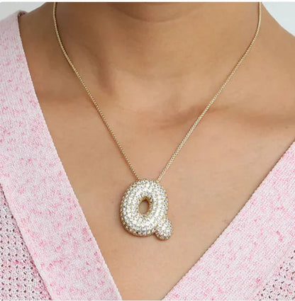 Star Brass Zircon Letter Necklace WEM Support (www.WEM.support)