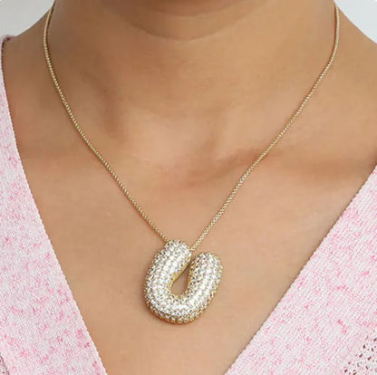 Star Brass Zircon Letter Necklace WEM Support (www.WEM.support)