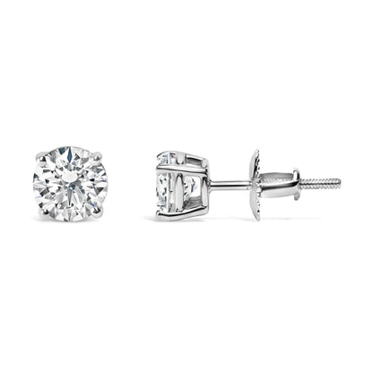 .925 Sterling Silver 1.0 Carat Round Brilliant Cut Lab Grown White Diamond 4-Prong Classic Solitaire Stud Earrings WEM Support (www.WEM.support)