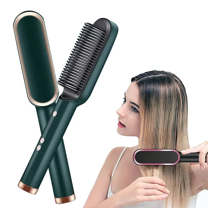 Professional Electric Hair Straightening Brush With LCD Display WEM Support (www.WEM.support)