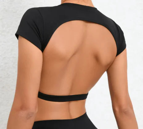 Yoga Outdoor Running Backless Fitness T-shirt WEM Support (www.WEM.support)