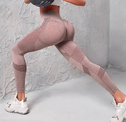 Seamless Yoga Pants Dot Striped Print WEM Support (www.WEM.support)