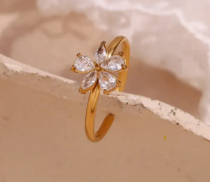 Zircon Flower Petal Ring