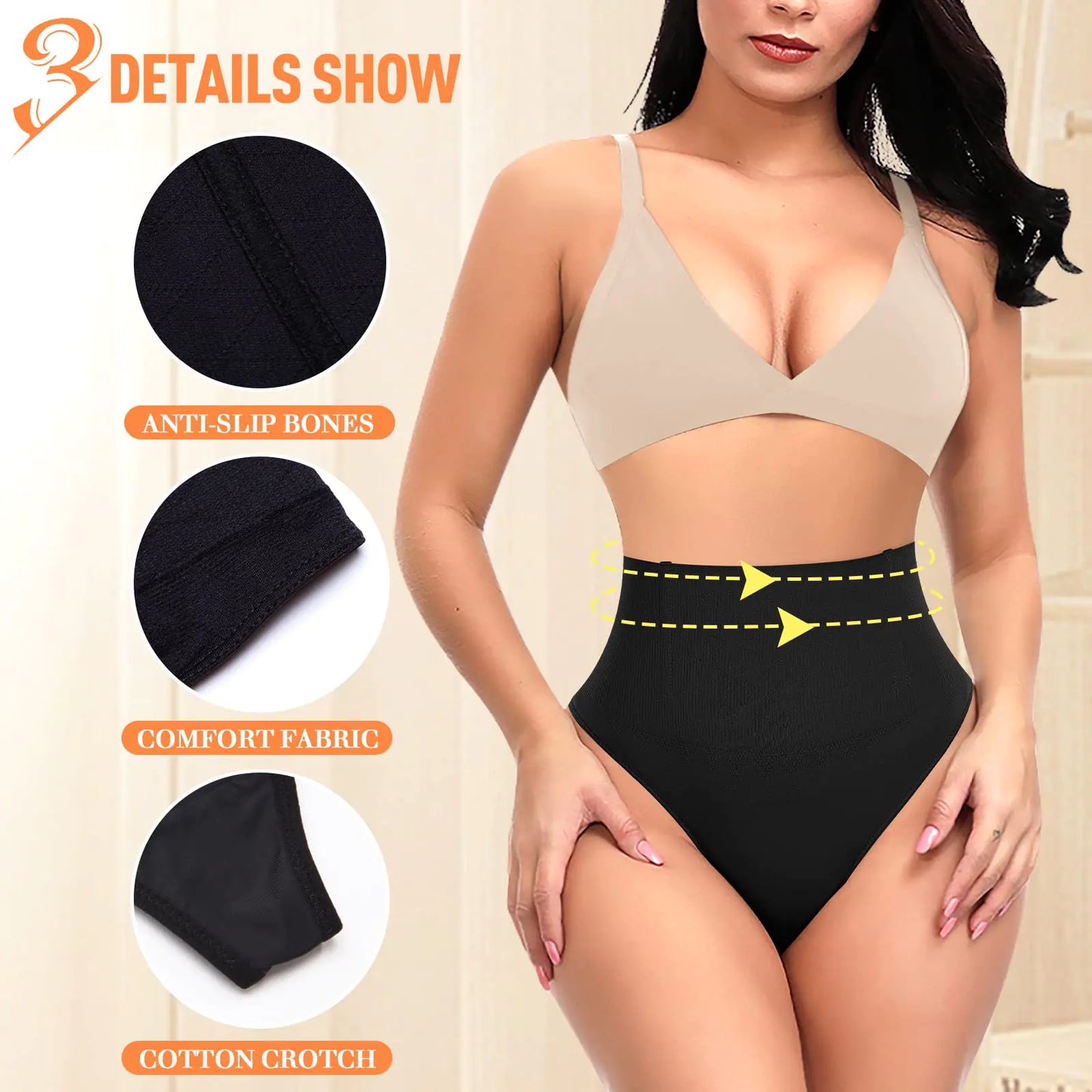 Tanga moldeadora de abdomen para mujer, ropa interior moldeadora de cintura alta, sin costuras, bragas moldeadoras, faja A# negra (cintura media), talla XX-Large