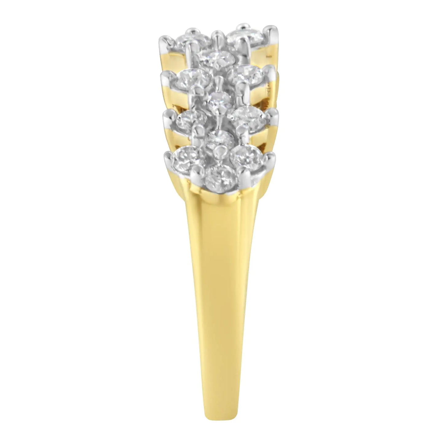 Anillo de oro amarillo de 10 quilates con diamantes redondos (1 ct, color JK, claridad I1-I2)