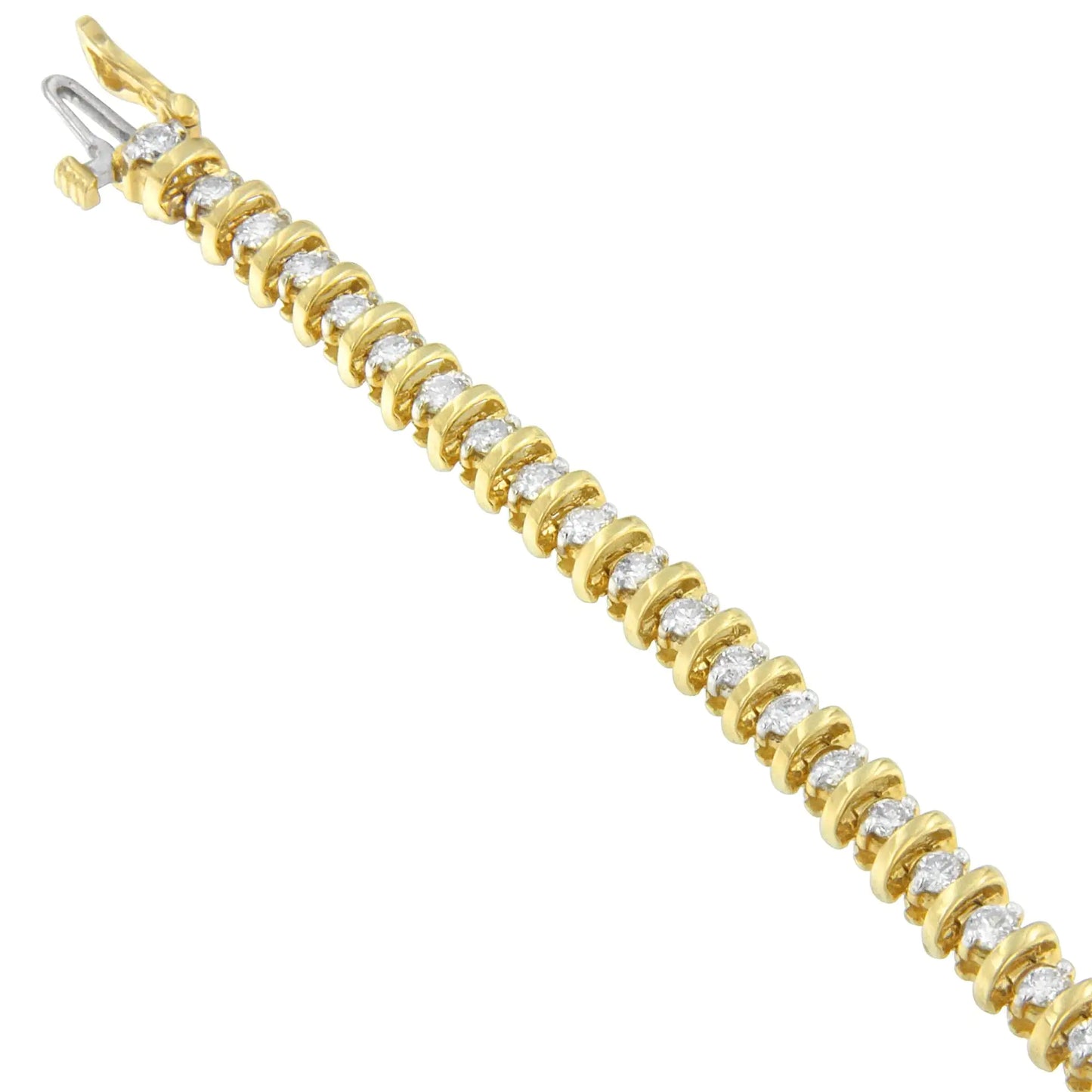 Pulsera de oro amarillo de 14 quilates con eslabones de diamantes de talla redonda (3,00 cts, color HI, claridad I1-I2)