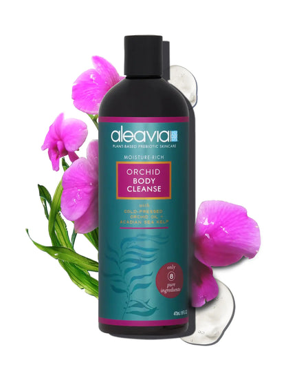 Aleavia Body Cleanse – Organisk og helt naturlig prebiotisk kroppsvask med ren kaldpresset orkidéolje – Gi næring til hudens mikrobiom – 16 Oz