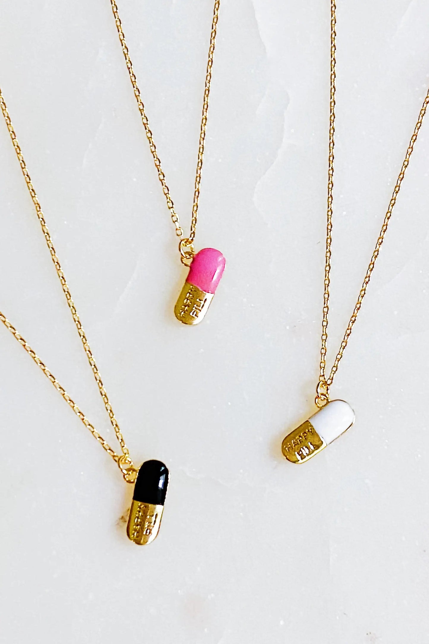 Happy Pill Pendant Necklace