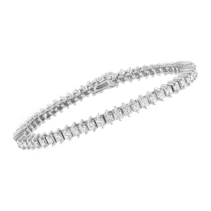 14K hvitt gull 5.0 Cttw Clarity Enhanced 2-pinnesett Princess-Cut Diamond Tennis Armbånd (HI Color, I1-I2 Clarity)