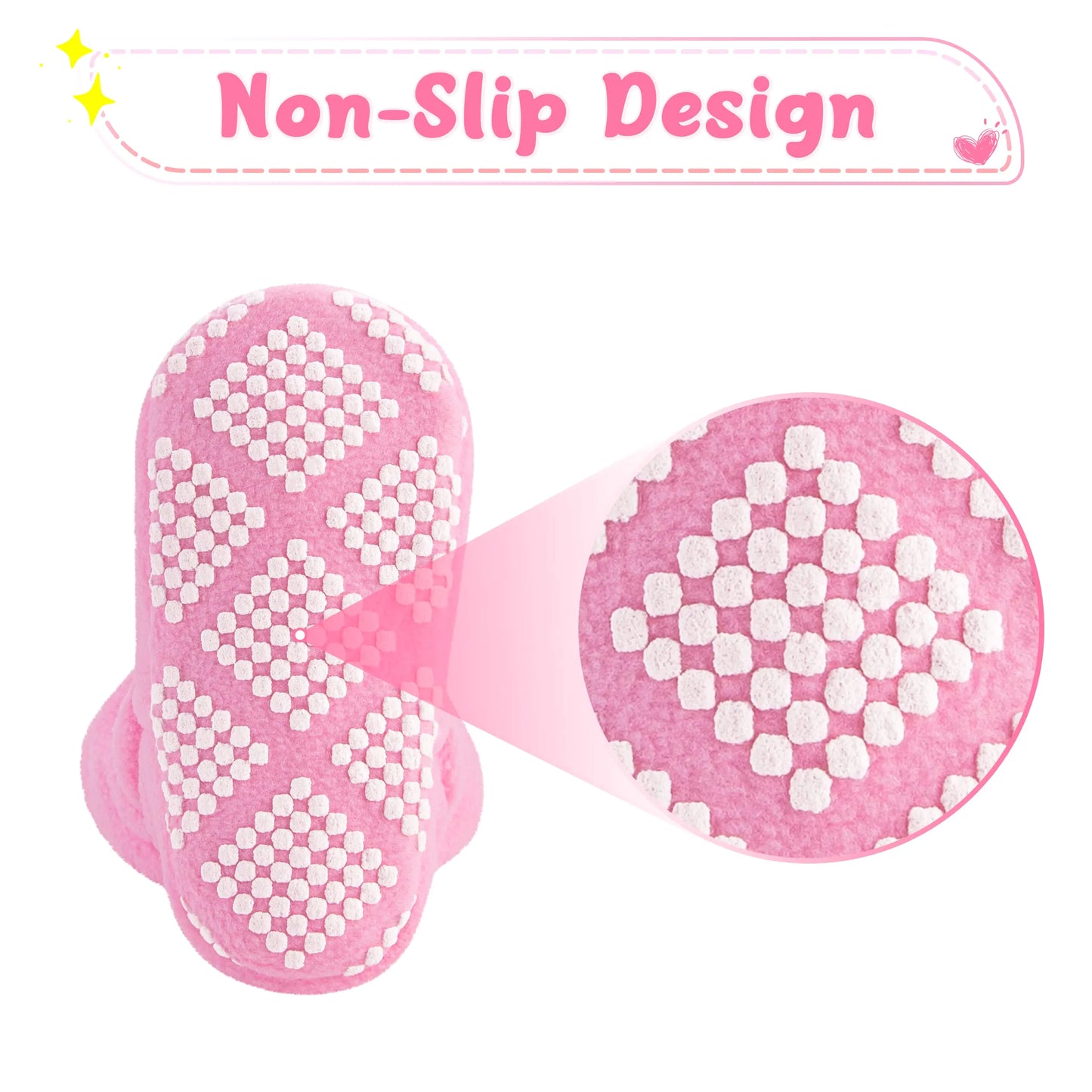 Patucos de forro polar Pro Goleem para bebé, pantuflas cálidas y acogedoras, fáciles de poner, unisex, suaves, antideslizantes y ajustables, para recién nacidos de 3 a 6 meses, color rosa.